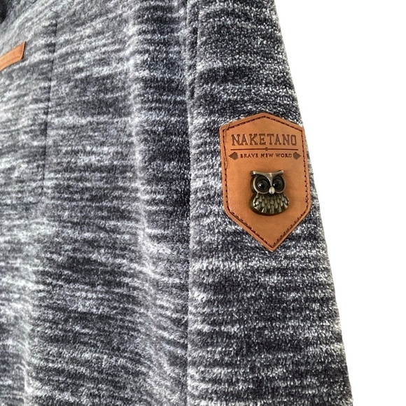 NAKETANO Juberagend II Asymmetrical Zip Plush Fleece Funnel Cowl Neck Jacket - Picture 8 of 14